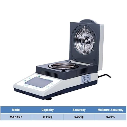 10 g 0,01 g 0,005 g 0,001 g Industrieller elektronischer Halogenheizer 50 G Feuchtigkeitsanalysator mit Mini-Drucker,Sicherung der Haltbarkeit(MA-110-1) von POOIQX