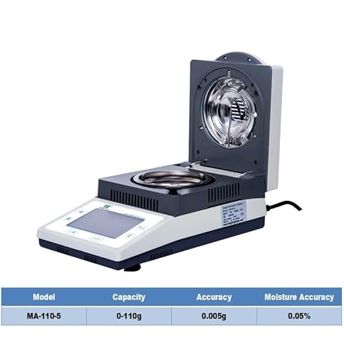 10 g 0,01 g 0,005 g 0,001 g Industrieller elektronischer Halogenheizer 50 G Feuchtigkeitsanalysator mit Mini-Drucker,Sicherung der Haltbarkeit(MA-110-5) von POOIQX