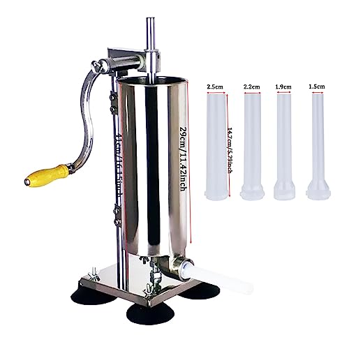 4L Wurstfüller Hausgemachte vertikale manuelle Edelstahlmaschine Wurstmaschine Füllwurst Spritzenfüller Fleischmaschine ,Präzise Quantifizierung(Plastic Tube) von POOIQX