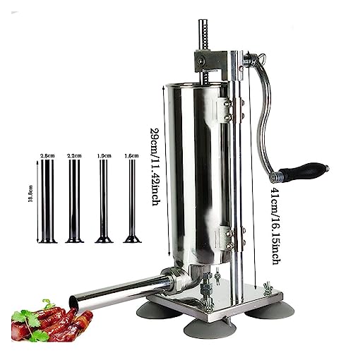 4L Wurstfüller Hausgemachte vertikale manuelle Edelstahlmaschine Wurstmaschine Füllwurst Spritzenfüller Fleischmaschine ,Präzise Quantifizierung(Stainless Steel Tube) von POOIQX