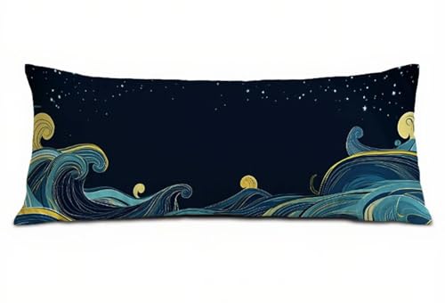 Blau Seitenschläferkissen Bezug 40 x 120 cm Meereswellen Seitenschläferkissen mit Unsichtbarem Reißverschluss, Doppelseitig Drucken Samt Verbessern Sie Schlafqualität Body Pillow, Geschenke B-2797 Blau Seitenschläferkissen Bezug 40 x 120 cm Meereswellen Seitenschläferkissen mit Unsichtbarem Reißverschluss, Doppelseitig Drucken Samt Verbessern Sie Schlafqualität Body Pillow, Geschenke B-2797 von POOJNNPP