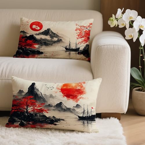 Outdoor Kissen 60x80 cm 2 Stück, Japan Kissenbezug Rechteckig 60x80 Dekorative Kissenhüllen Wetterfest Sofakissen, Landschaft Kissenbezüge Leinen Dekokissen für Sofa Garten Deko 2er Set Q-8084 Outdoor Kissen 60x80 cm 2 Stück, Japan Kissenbezug Rechteckig 60x80 Dekorative Kissenhüllen Wetterfest Sofakissen, Landschaft Kissenbezüge Leinen Dekokissen für Sofa Garten Deko 2er Set Q-8084 von POOJNNPP