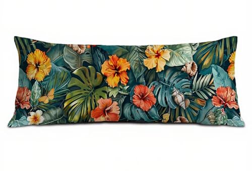 Seitenschläferkissen Bezug 60 x 180, Tropisch Kissenbezug 60x180 cm Seitenschläferkissen, Leinen Atmungsaktiv und Weich Schwangerschaftskissen Anlage, für Sofa Schlafzimmer Deko Wohnzimmer B-2761 Seitenschläferkissen Bezug 60 x 180, Tropisch Kissenbezug 60x180 cm Seitenschläferkissen, Leinen Atmungsaktiv und Weich Schwangerschaftskissen Anlage, für Sofa Schlafzimmer Deko Wohnzimmer B-2761 von POOJNNPP