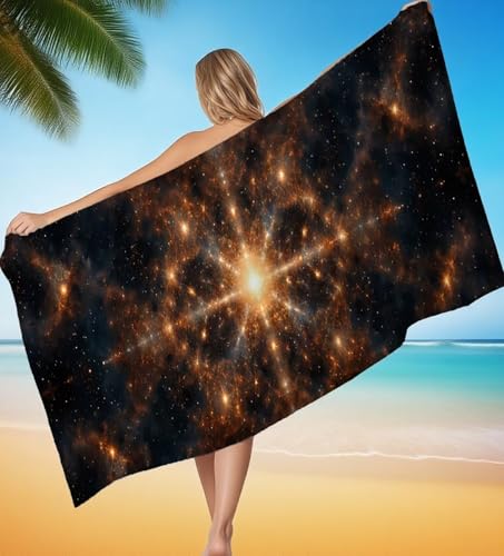 Strandtuch 90x200 cm Mikrofaser Handtuch, Strandtuch Sternenhimmel Szene Saunahandtuch Saugfähig Sandfreies Schnell Trocknendes Stranddecke, Strandhandtuch xxl für Damen Herren Reise Urlaub P-8360 von POOJNNPP