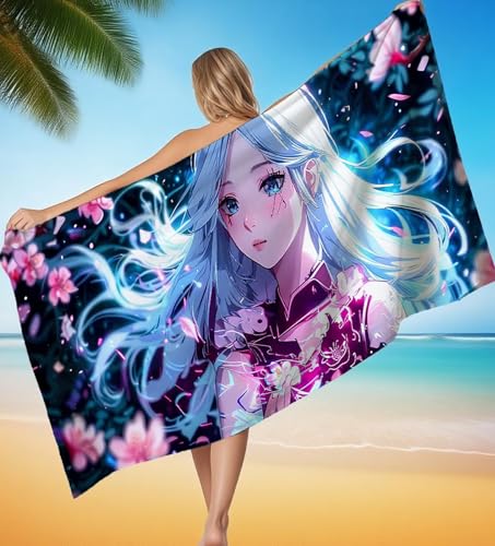 Strandtuch XXL 100x200 cm Mikrofaser Handtuch Blume Mädchen Saunahandtuch Groß Stranddecke, Sandfreies Schnell Trocknendes Strandtuch Damen Herren für Reise Urlaub Campin mit Wasserdicht Tasche P-8195 Strandtuch XXL 100x200 cm Mikrofaser Handtuch Blume Mädchen Saunahandtuch Groß Stranddecke, Sandfreies Schnell Trocknendes Strandtuch Damen Herren für Reise Urlaub Campin mit Wasserdicht Tasche P-8195 von POOJNNPP