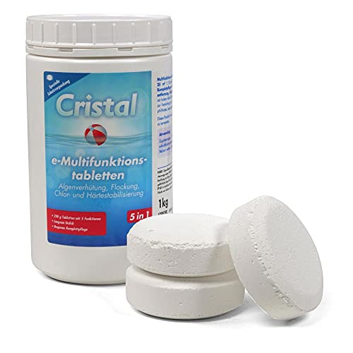 Cristal E-Chlor Multifunktionstabletten 200g - 1kg Poolpflege mit Langzeitwirkung - 5 in 1 Chlor Tabletten für kristallklares Wasser von POOL Total