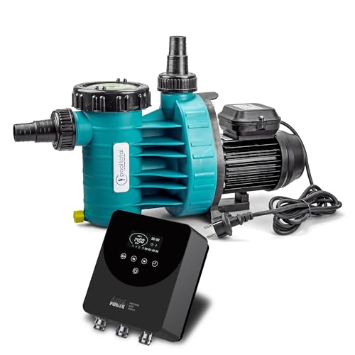 Aqua Plus 6 POOL Total Edition inkl. Vario+ II Frequenzumrichter mit Touchscreen & Zeitschaltuhr - 6 m³/h Leistung für Pools bis 30.000 l Wasserinhalt - Selbstansaugend Salzwasserbeständig von POOL Total