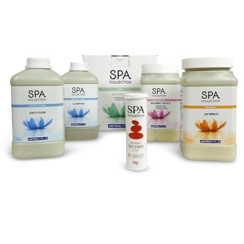 Astral Pool SPA Collection Whirlpool Wasserpflege Set - Brom Kit - pH Minus - Brom-Tabletten - Schnellflockmittel - Entschäumer - 6 in 1 Teststreifen von POOL Total