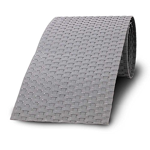Sichtschutzstreifen Zaun 255 cm x 19 cm - Sichtschutz Zaunfolie PE-Rattan Sichtschutz Zaunblende Sichtschutzstreifen für Metall und Gittermattenzaun - Hellgrau von POOL Total