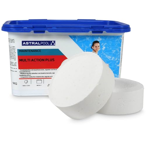 Astral Pool Multi Action Plus 1 kg - Langsam lösliche 250g Chlortabletten für Langzeitdesinfektion & Algenverhütung von POOL Total