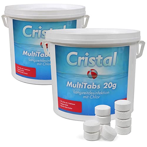 MultiTabs Chlor 10 kg mit 5 Funktionen 20 g Multifunktionstablette Langzeitdesinfektion Algenvernichtung Trübungsentfernung Chlorstabilisierung Härtestabilisator von POOL Total