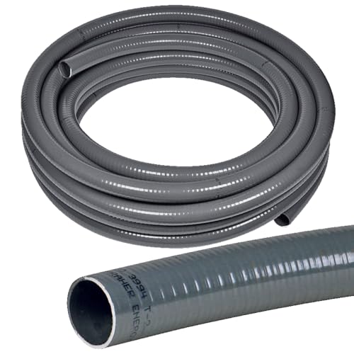 POOL Total 12 m flexibler Poolflex PVC-Druckschlauch Ø 50 mm in grau - Robuster Klebeschlauch für Schwimmbad- und Teichbau - Glatte Innenwand bis 6 bar druckfest - Langlebig und UV-beständig von POOL Total