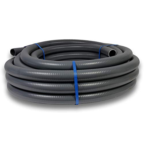 POOL Total 25 m Flexfit Flexibler PVC Druckschlauch Ø 50mm, grau Flex Rohr/Poolschlauch zur unterirdischen Verlegung von POOL Total