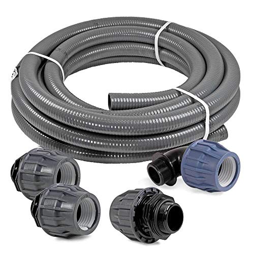 POOL Total Poolanschluss-Set 25 m Poolflex PVC Druckschlauch Ø50mm + Fittinge/Hochwertiger Poolschlauch ohne Verkleben inkl. Klemmfittinge von POOL Total