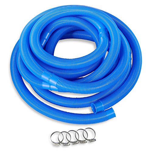 POOL Total Poolschlauch Ø 32mm x 10,50m inkl. 5X Edelstahlschellen - Geeignet für Poolheizung Bodensauger Pumpen Filteranlagen Skimmer Einströmdüse - blau teilbar formstabil variabel einsetzbar von POOL Total