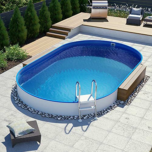 POOL Total Poolset Silber Oval Ø4,50 x 2,50 x 1,20m teileingelassen, Blau von POOL Total