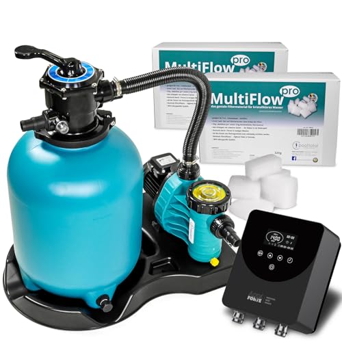 POOL Total Sandfilteranlage Brillant Ø 400 inkl. Vario+ II Frequenzregler - Zeitschaltuhr - Selbstansaugende AquaPlus 6 Filterpumpe - Filterkessel - MultiFlow - 6-Wege Top-Mount Rückspülventil von POOL Total