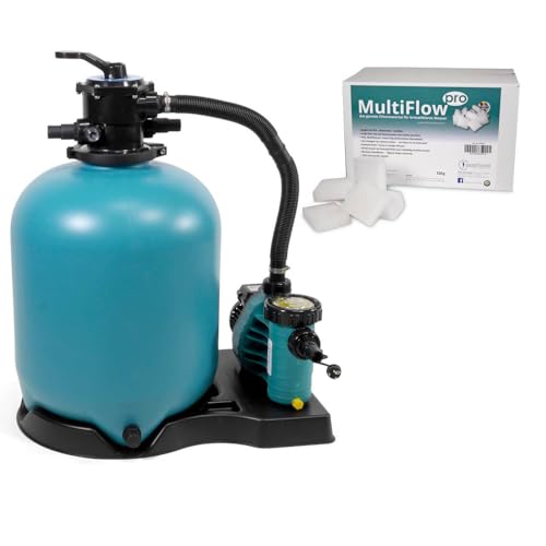 POOL Total Sandfilteranlage Brillant Ø 500 inkl. MultiFlow Filtermaterial - Selbstansaugende AquaPlus 11 Filterpumpe - Filterkessel - 6-Wege Top-Mount Rückspülventil Edition von POOL Total