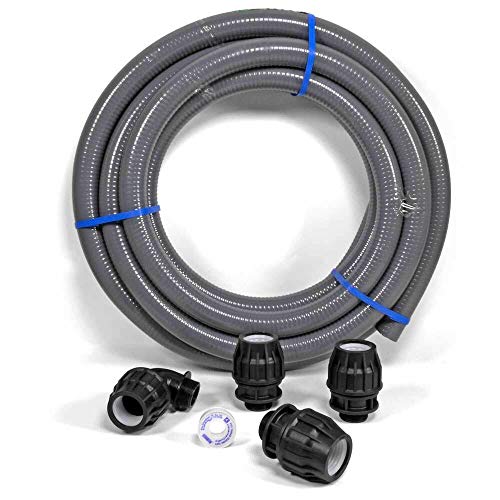 POOL Total Set> 25 m Flexschlauch Ø 50mm + 4 Flex-Fittinge, Dichtband/Poolbau Schwimmbad Schwimmbecken- Schlauch auch zur unterirdischen Bodenverlegung inkl. Verbinder von POOL Total