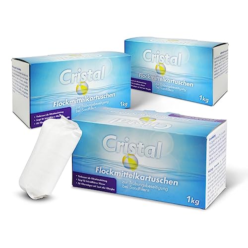 Cristal 3 kg Flockmittel Trübungsentferner Pool Kartuschen 24 x 125g für Filteranlagen Sand & Glas Flockungsmittel Poolreiniger Poolpflege klares Wasser von POOL Total