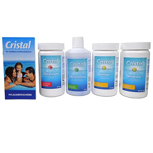 POOL Total Cristal Set Wasserpflege Chlor (5 TLG.)/ Chlor Set zur Wasserdesinfektion/Poolpflege Wasserpflege von POOL Total