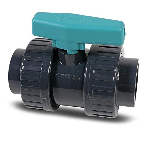 PVC-U-Kugelhahn - 50 mm - 1 1/2 Zoll - "Safe" Klebemuffe - Absperrhahn 2-Wege - PVC Rohrverbindung - Kugelschieber für Pool- und Teichbau von POOL Total