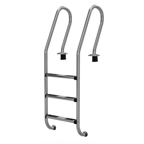 Poolleiter Mixto Deluxe V4A Edelstahl - 3-stufig für Tiefbecken - Hochglanzpolierte Einbauleiter - Beckentiefe 1,10-1,35m - Inkl. Einbauhülsen von POOL Total