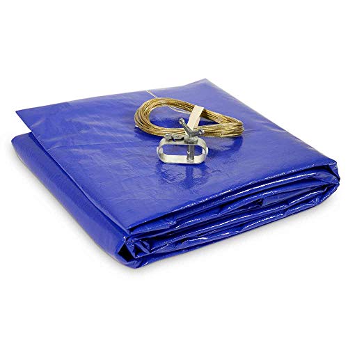Poolabdeckung rund (Für 550 cm Stahlwandpools) – Sommer & Winter Abdeckplane – Ø 620 cm Poolplanenmaß - Materialdichte 250g/m² - Pool UV- und Algenschutz - Inkl. Stahlseil und Spannschloss von POOL Total