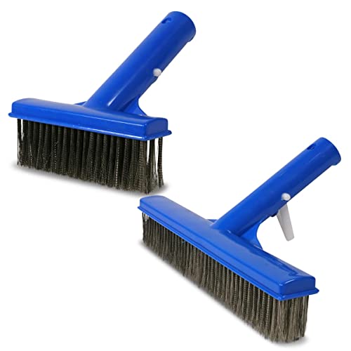 Premium Wand- und Boden-bürsten mit Metallborsten Reinungsbürste Beton Fliesen Mosaik Beckenbürste Algen Schwimmbecken Pool (2er Set Beckenbürsten (12,5 cm & 25 cm)) von POOL Total