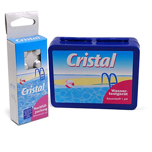 Cristal Pool Aktivsauerstoff & pH-Wert Wassertester Set - Wassertestgerät & Nachfüllpackung - Inklusive Phenol Red & Aktivsauerstoff DPD 4 Testtabletten von POOL Total