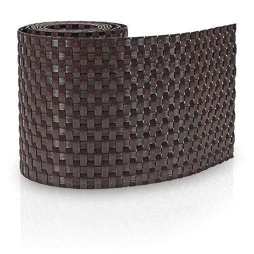 Sichtschutzstreifen Zaun 255 cm x 19 cm - Sichtschutz Zaunfolie PE-Rattan Sichtschutz Zaunblende Sichtschutzstreifen für Metall und Gittermattenzaun - Dunkelbraun von POOL Total