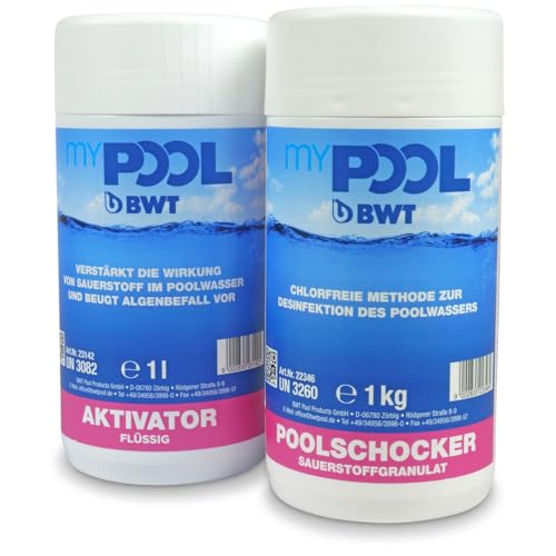 myPOOL Aktivsauerstoff Set - Granulat und Sauerstoff Aktivator - Chlorfreie Methode zur Desinfektion des Poolwassers - Für Schwimmbecken und SPA (2 kg) von POOL Total