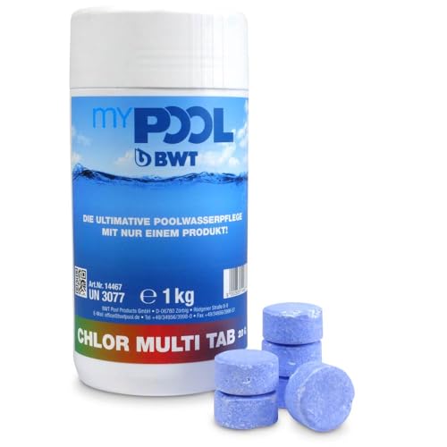 myPOOL Chlor MultiTabs Mini 20g - 4in1 Poolpflege für Minipools ab 2000 l - Dauerchlorung mit Algenverhütung Trübungsbeseitigung pH-Stabilisator - Optimal für Quick-Up oder kleine Pools (1 Kg) von POOL Total