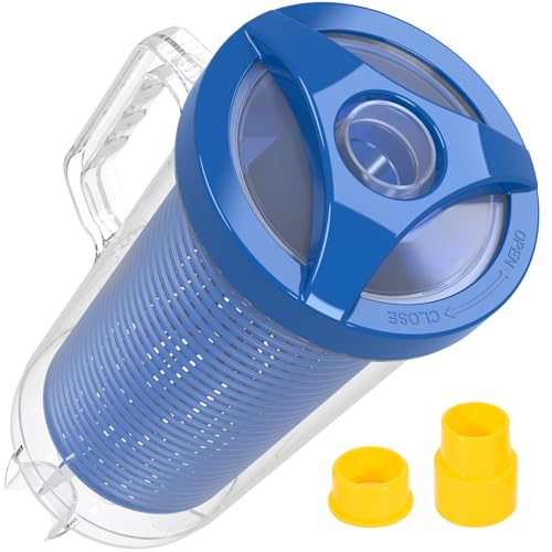POOLAZA Pool Laubbehälter für Pool Staubsauger, Pool Laubfänger für Pool Staubsauger mit großen Kunststoff-Mesh-Korb & Tasche, Inline-Pool Staubsauger-Filter-Ansatz Passt 4cm Pool Vakuum Schlauch von POOLAZA