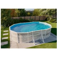 Poolcrew Steel Frame Pool Seeland, Stahlwand Aufstellpool, 610 x 375 x 132 cm oval, inkl. Sandfilteranlage, Folie und Leiter, Schwimmbecken - Weiß von GRE