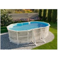 Poolcrew Steel Frame Pool Bornholm, Stahlwand Aufstellpool, 527 x 500 x 132 cm oval, inkl. Sandfilteranlage, Folie und Leiter, Schwimmbecken - Weiß von GRE