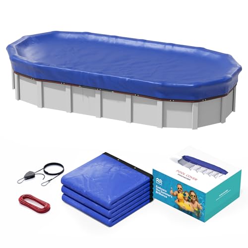 POOLHACKER Poolabdeckung für ovalen Pool (Blau, 6,3 x 12,4 m) von POOLHACKER
