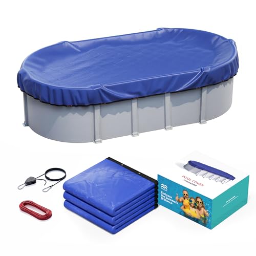 POOLHACKER Poolabdeckung für ovalen Pool (blau, 4,6 x 7,6 m) von POOLHACKER