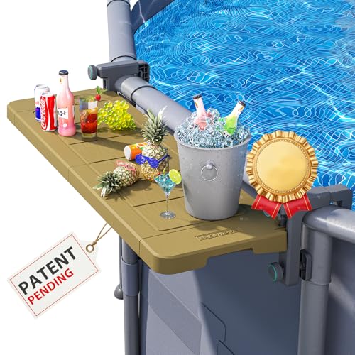POOLHACKER Poolbar [Original] Swim Up Bar exklusiv für oberirdische runde Pools. Terrassentisch am Pool, intelligenter Klapptisch, einfache Wartung, wetterbeständig, stabile Tischplatte von POOLHACKER