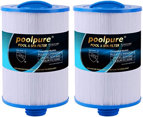 POOLPURE 2 Stück Spa Filter, Whirlpool Filter Ersatz für Unicel 6CH-940, Pleatco PWW50P3, PWW50-P3, Filbur FC-0359, Waterway Plastics 817-0050, 25252, 378902, 03FIL1400 (rechnung vorhanden) von POOLPURE