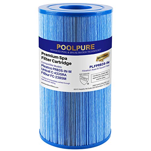 POOLPURE Antimikrobieller Spa-Filter ersetzt Pleatco PRB35-IN-M, Unicel C-4335RA, Guardian 409-219, Filbur FC-2385M, 03FIL1300, 17-2482, 25393, 303557, 5x9 Tropfen Whirlpool-Filter, 1 Stück Packung von POOLPURE