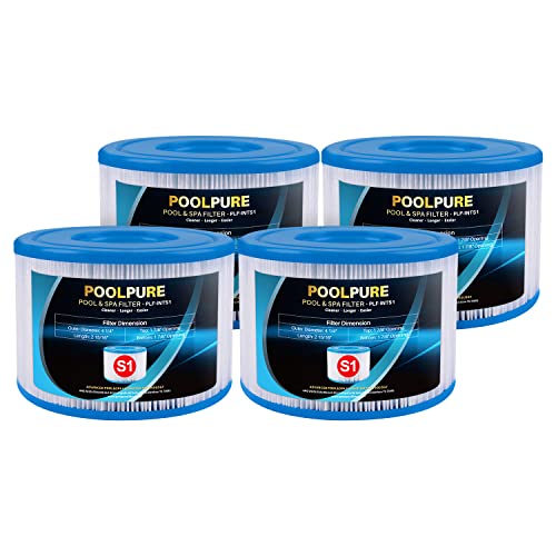 POOLPURE 4er Pack Filter Typ S1 für Easy Set Pool filterkartuschen, Intex PureSpa, Whirlpool Filter für 11692/29001E Spa Filter von POOLPURE