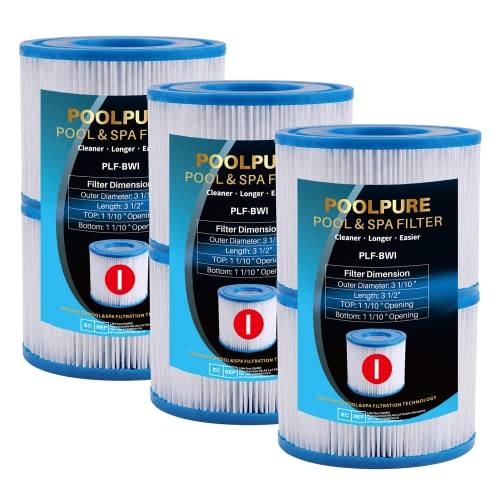 POOLPURE Poolfilter kompatibel mit BestWay 58093 Typ I, 6er Pack von POOLPURE