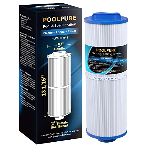 POOLPURE Spa Filter Ersetzt PWW50L, Unicel 4CH-949, Filbur FC-0172, SD-01143, 817-4050, PDC570-AFS, Rising Dragon 50, Waterway Teleweir 50 sqft Filterpatrone （1 Pack） von POOLPURE