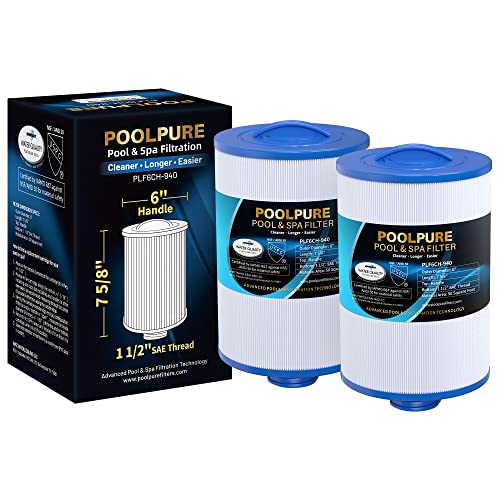 POOLPURE Spa Filter replacement for Pleatco PWW50P3(1 1/2" Coarse Thread), Unicel 6CH-940, 817-0050, Filbur FC-0359, 25252, 03FIL1400, Waterway Front Access Skimmer, Screw in SAE Thread Filter, 2 Pack von POOLPURE