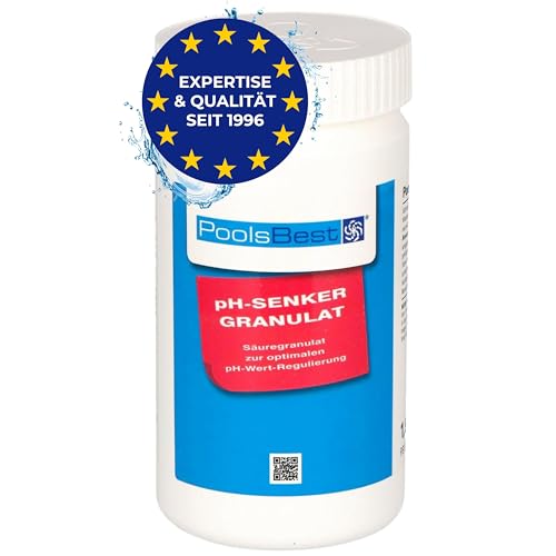 PoolsBest pH Senker Granulat 1,5kg I pH Minus zur optimalen pH-Wert Regulierung im Pool I hochwertiges pH Senker Pool Granulat I Pool pH Senker inkl. Messbecher I pH-Wert im Pool senken von PoolsBest