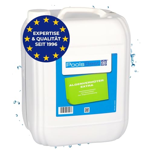 PoolsBest Algenverhüter extra 10L I schaumfreier Algenvernichter für Pool I hochdosiertes Algenmittel zur Wasserpflege- & Reinigung I Poolreiniger mit Klareffekt gegen grünes Wasser im Pool von PoolsBest