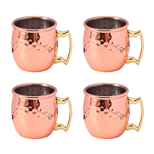 POOSR Mini 2-Unzen Edelstahl Moskau Mule Becher Espresso Mini Tassen Kupfer Vergoldet Becher Schuss Tassen 4Er-Set von POOSR