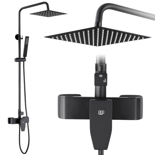 POP SANITARYWARE Outdoor Duschset Mattschwarz Duscharmatur Set Wandmontage Duscharmatur Hochdruck 20,3 cm Duschkopfsystem und Handbrause Combo POP SANITARYWARE Outdoor Duschset Mattschwarz Duscharmatur Set Wandmontage Duscharmatur Hochdruck 20,3 cm Duschkopfsystem und Handbrause Combo von POP SANITARYWARE