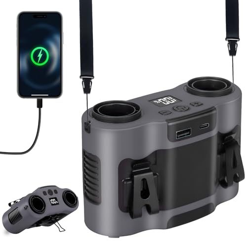 POPERFUN Tragbarer Ventilator 28000mAh 42 H, Taillen Ventilator mit 5 Geschwindigkeitsstufen und Zwei Luftauslässen, Wiederaufladbarer Cilp Ventilator für Arbeitsplatz im Freien, Camping und Reisen von POPERFUN